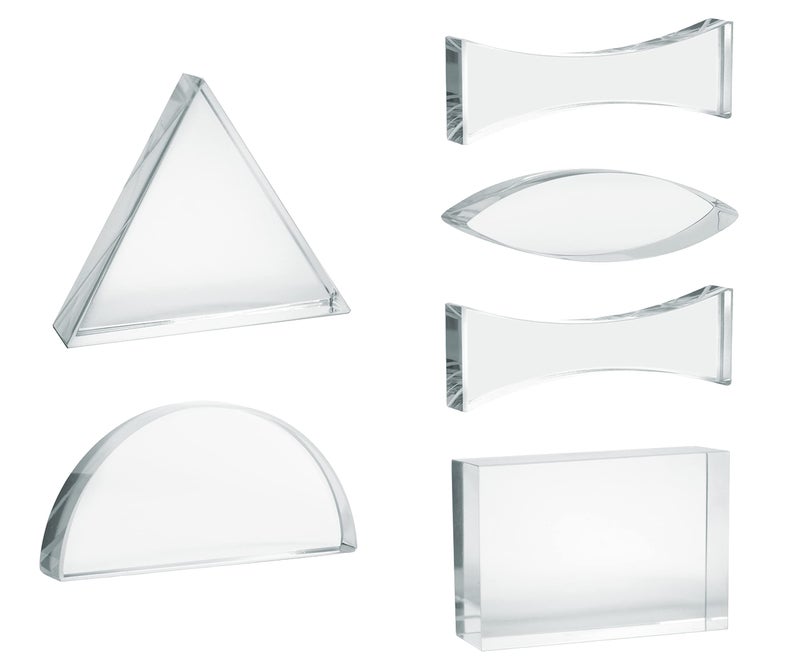 EISCO Prisms & Lenses Set, 6 Pieces - Transparent Acrylic - All Faces Fully Polished - Includes Wooden Storage Box - Image 3